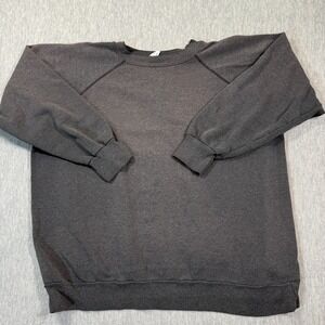 J.E Morgan Sweatshirt Men XXL Charcoal Gray Crew Neck‎ Fleece Basic Solid 90s